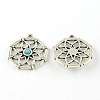 Filigree Flat Round Tibetan Style Alloy Synthetic Turquoise Pendants G-D732-AS-1