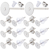 300Pcs 304 Stainless Steel Flat Round Blank Peg Earring Post STAS-SC0007-33C-1