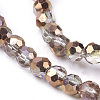 Faceted(32 Facets) Round Half Plated Electroplate Glass Beads Strands X-EGLA-J042-4mm-H03-3