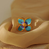304 Stainless Steel & Enamel Cuff Open Rings FS-WG13A6D-01-3