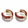 Brass Micro Pave Colorful Cubic Zirconia Huggie Hoop Earrings EJEW-S209-02D-3