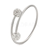 304 Stainless Steel & Polymer Clay Crystal Rhinestone Round Beads Open Cuff Bangles BJEW-M042-06P-2