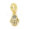 Rack Plating Brass Micro Pave Clear Cubic Zirconia European Dangle Pendants KK-Z067-28G-1