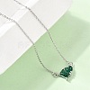 Brass Pave Cubic Zirconia Rectangle and Heart Pendant Cable Chain Necklaces KK-CBAB173-04P-09-2