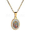 Resin Oval with Virgin Pendant Necklace with Rhinestone WG72690-02-1