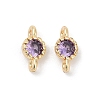 Brass Cubic Zirconia Flat Round Connector Charms KK-H204-02KCG-01-1