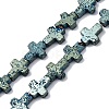 Electroplated Natural Lava Rock Beads Strands G-A256-A01-01E-1