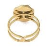 Ion Plating(IP) 304 Stainless Steel Enamel Flat Round with Heart Cuff Finger Rings X-RJEW-L107-073G-01-3