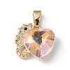 Real 18K Gold Plated Rack Plating Brass Micro Pave Cubic Zirconia Pendants KK-C015-02G-03-1