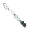 Faceted Round Natural Quartz Crystal & Green Aventurinee & Malachite Beaded Pendants PALLOY-JF03529-06-2