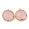 Brass with Pink Glass Pendants KK-G486-08G-1