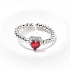 Heart Brass Micro Pave Cubic Zirconia Cuff Bangles & Rings Sets for Women SJEW-R002-05P-05-2