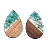 Transparent Resin & Walnut Wood Big Pendants RESI-T058-05M-2
