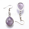 Natural Amethyst Dangle Earrings EJEW-P143-A06-2