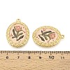 Vintage Printed Style 304 Stainless Steel Oval with Lotus Pendants STAS-T071-29B-G-3