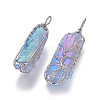 Electroplate Natural Quartz Crystal Big Wire Wrapped Pendants G-L520-B11-P-2