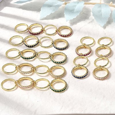 Brass Micro Pave Cubic Zirconia Finger Rings RJEW-P166-12G-1