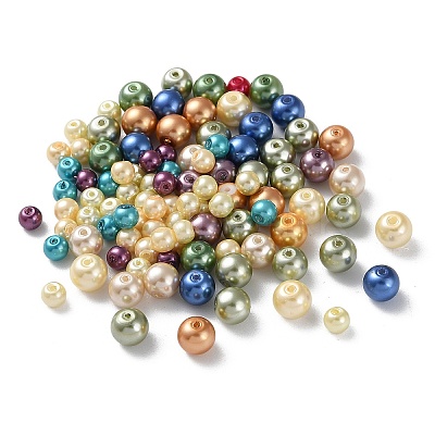 Eco-Friendly Dyed Glass Pearl Round Bead Strands HY-X0006-4-6mm-1