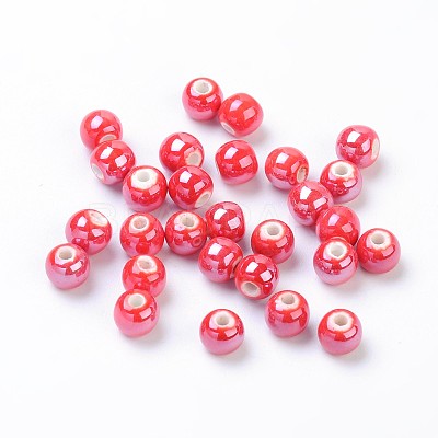 Glazed Porcelain Round Beads PORC-S489-6mm-14-1