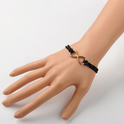 Valentines Gift Ideas for Her Faux Suede Cord Alloy Infinity Link Bracelets BJEW-JB01260-1