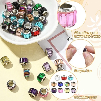 50Pcs Glass European Beads GPDL-YW0001-04-1