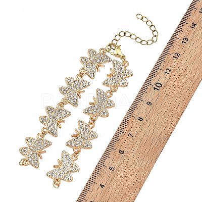 Alloy Crystal Rhinestone Butterfly Link Chain Bracelet Making AJEW-JB01647-1