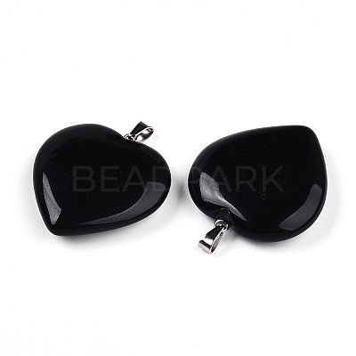 Natural Obsidian Pendants G-S364-006F-1
