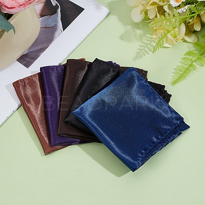 10Pcs 5 Colors Imitation Silk Men's Suit Square Scarf AJEW-CY0002-34A-1