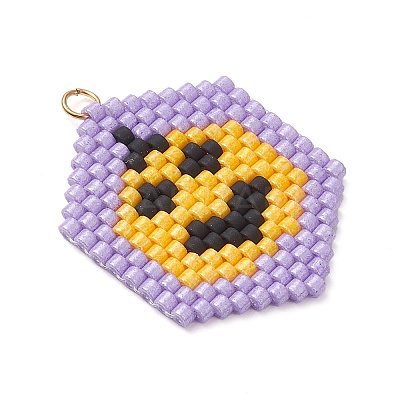 Hallowen Theme Glass Seed Beaded Pendants PALLOY-MZ00873-05-1