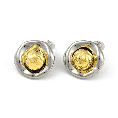 Irregular Flat Round Brass Stud Earrings EJEW-Q391-17G-1