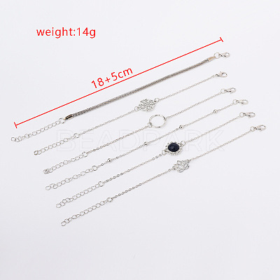 6Pcs 6 Styles Alloy Link & Chain Bracelet Set FS-WG1CF16-01-1