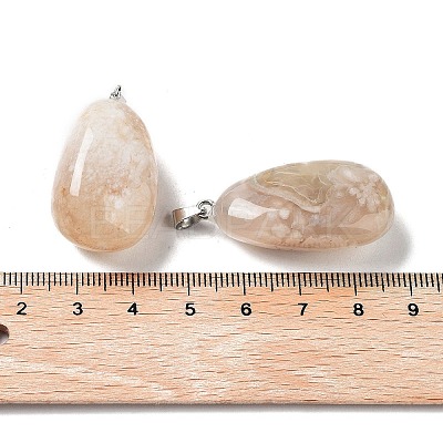 Natural Cherry Blossom Agate Pendants G-P525-01P-01-1