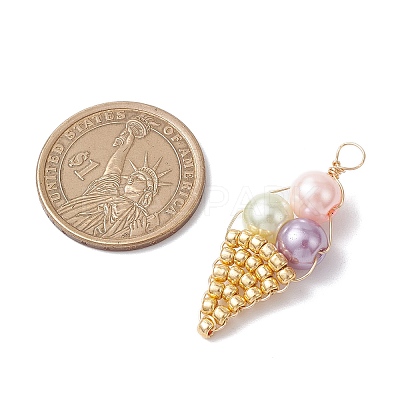 5Pcs Seed Beaded Ice Cream Pendants PALLOY-JF03903-1
