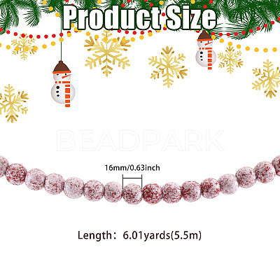 Christmas Wood Round Beads Hanging Ornaments HJEW-CA00081-1