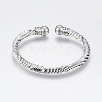 Tarnish Resistant 304 Stainless Steel Torque Bangles BJEW-G584-05B-1