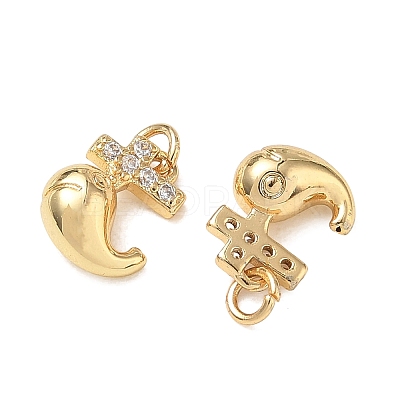 High Polished Ocean Brass Micro Pave Clear Cubic Zirconia Pendants CU-CBAF3CF-02L-01-1