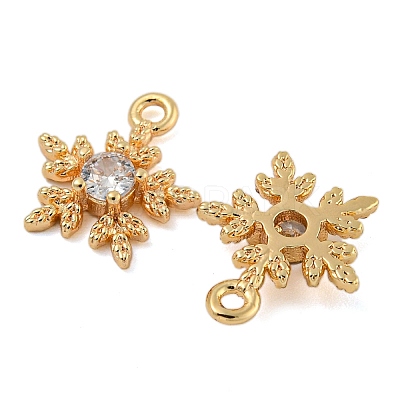 Flower Brass Micro Pave Cubic Zirconia Pendants KK-N254-102G-01-1