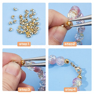 300Pcs Brass Crimp Beads Covers KK-DC0004-75-1