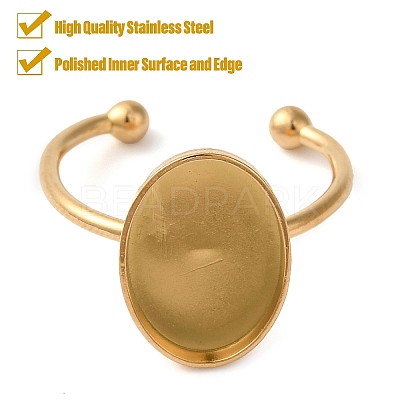 Ion Plating(IP) 304 Stainless Steel Open Cuff Ring Components STAS-I306-06B-G-1