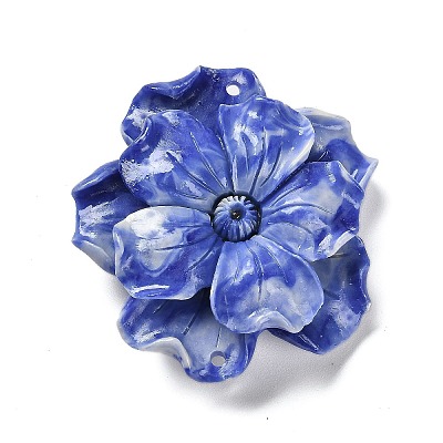 Synthetic Shell Dyed Carved Flower Connector Charms SHEL-D081-01B-1