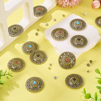 12 Sets 3 Colors Flat Round Alloy Snap Buttons FIND-TA0008-15-1