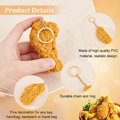 8Pcs 5 Style Imitation Food Keychains KEYC-FG0001-03-1