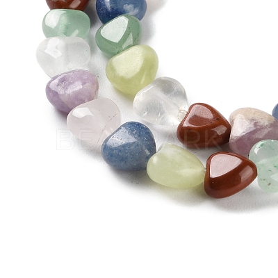 Natural Quartz Crystal & Red Jasper & Green Aventurine & Blue Aventurine & Lepidolite & Amethyst & Lemon Jade Beads Strands G-B022-39A-1