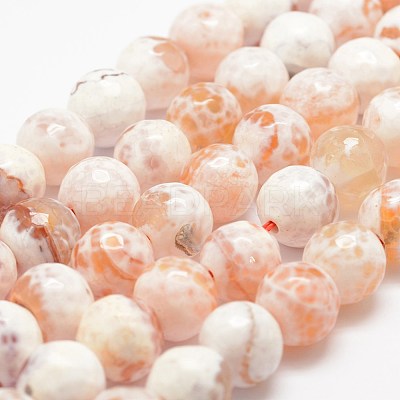 Faceted Natural Fire Crackle Agate Beads Strands G-F447-12mm-B03-1
