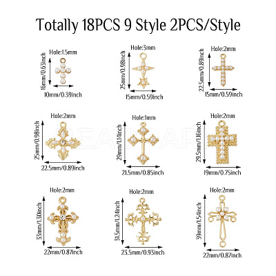 18Pcs 9 Style Alloy Pendants & Chandelier Componenent Links FIND-CD0001-40-1
