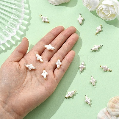 10Pcs 2 Styles Natural Keshi Pearl Cross Pendants PALLOY-YW032-1