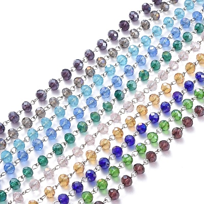 Handmade Electroplate Glass Beaded Chains AJEW-JB00529-1