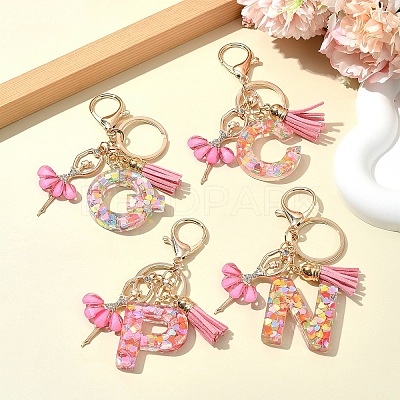 Letter A~Z Transparent Glitter Resin Pendant Keychains KEYC-FZ00024-12-1