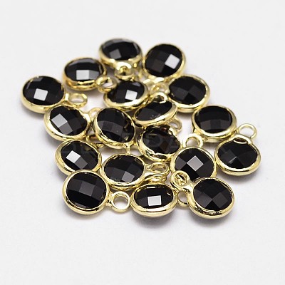 Glass Flat Round Charm KK-L091-03-1