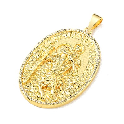 Religion Brass Micro Pave Clear Cubic Zirconia Big Pendants KK-A303-10A-G-1